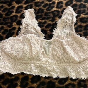 aerie Ivory Floral Lace Longline Bralette